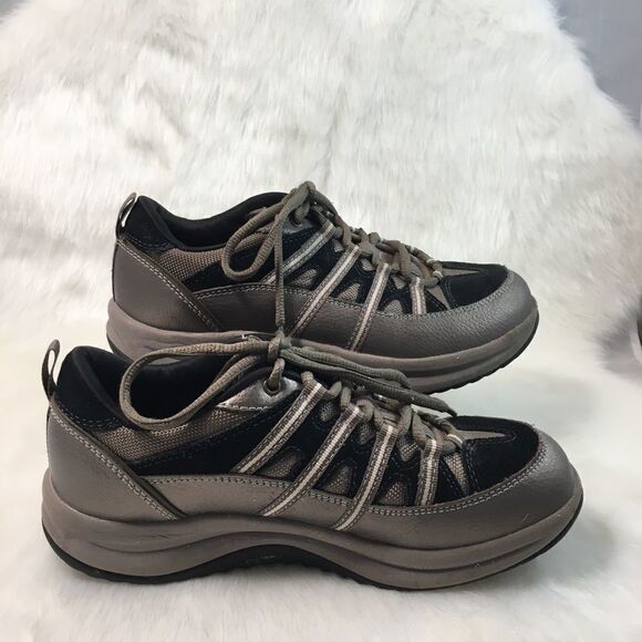 Easy Spirit JumpStarts Metallic & Black Suede Rocker Leather Lace- up Sneaker 6 - Picture 4 of 7